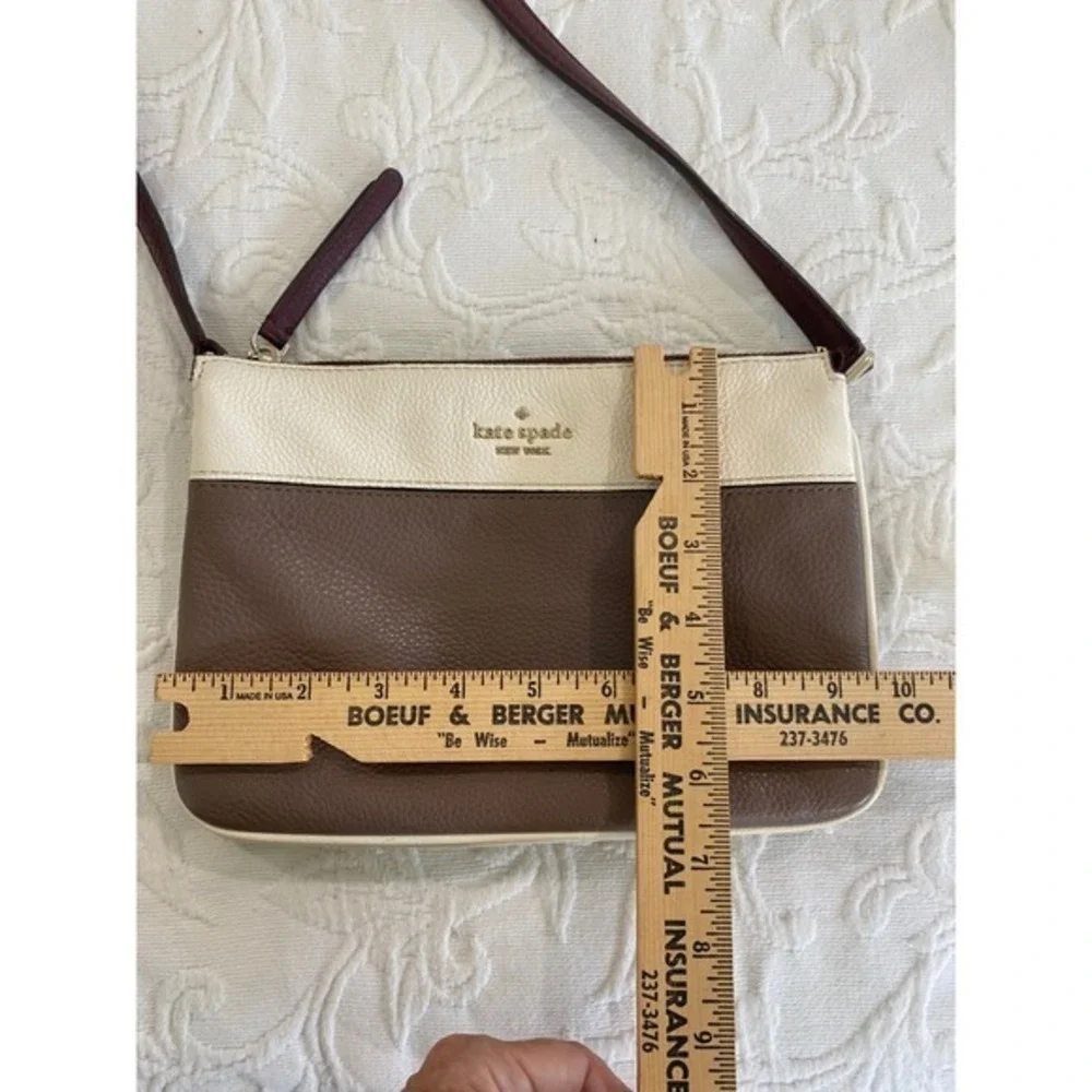 Kate Spade Colorblock Pebbled Leather Bag‎ Triple Compartment Crossbody Taupe